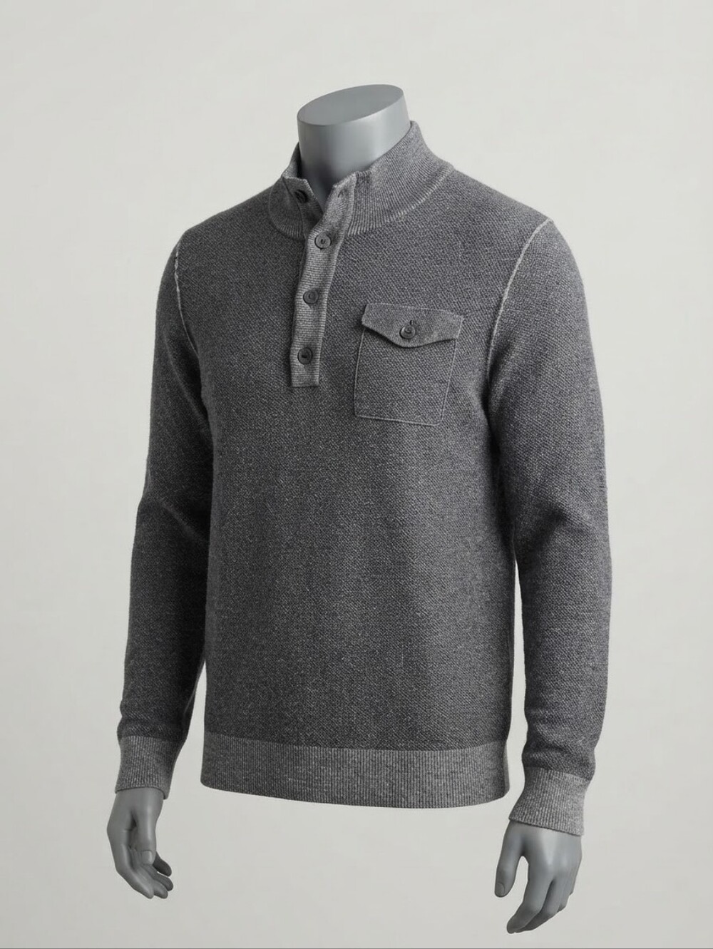 Banana Republic Men XL Gray Mock Neck Henley Sweater